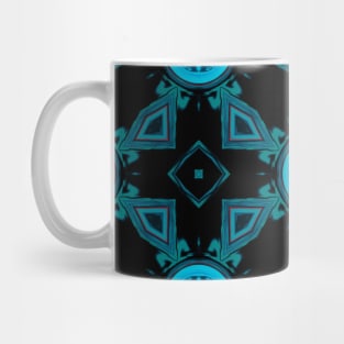 Mosaic Kaleidoscope Flower Blue Red and Black Mug